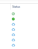 Skärmdump av övriga statussymboler som finns i OneDrives statuskolumn